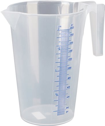 2 ltr. Messbecher (PP, transparent), mit Skalierung, lebensmittelecht