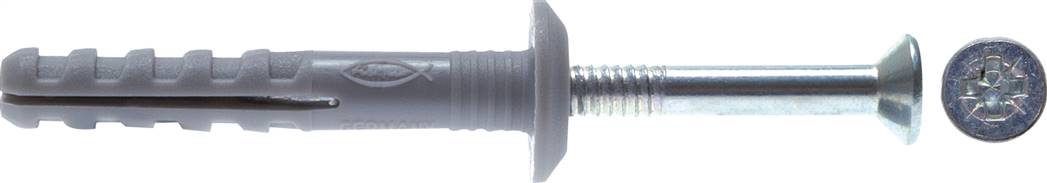 FISCHER Nageldübel 6x40, 100er Pack, mit flachem Rand (Pilzkopf 13 mm)